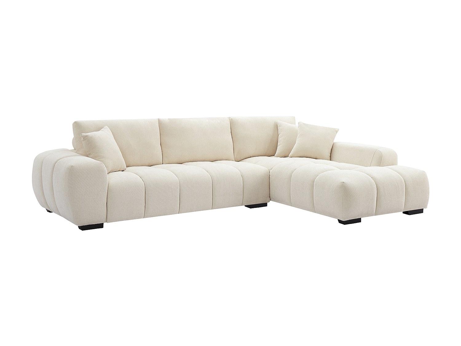Vente-unique Ecksofa - Ecke Rechts - Stoff - Grau - Berenia