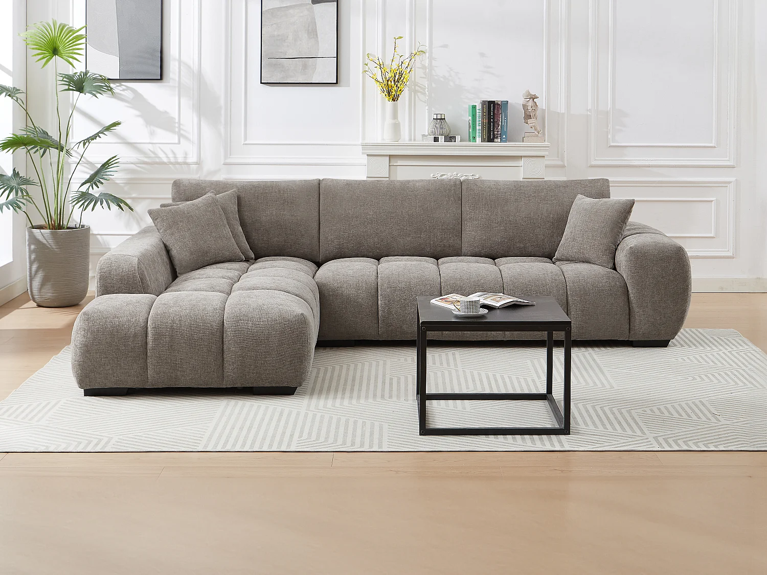 Ecksofa - Ecke links - Stoff - Grau - BERENIA