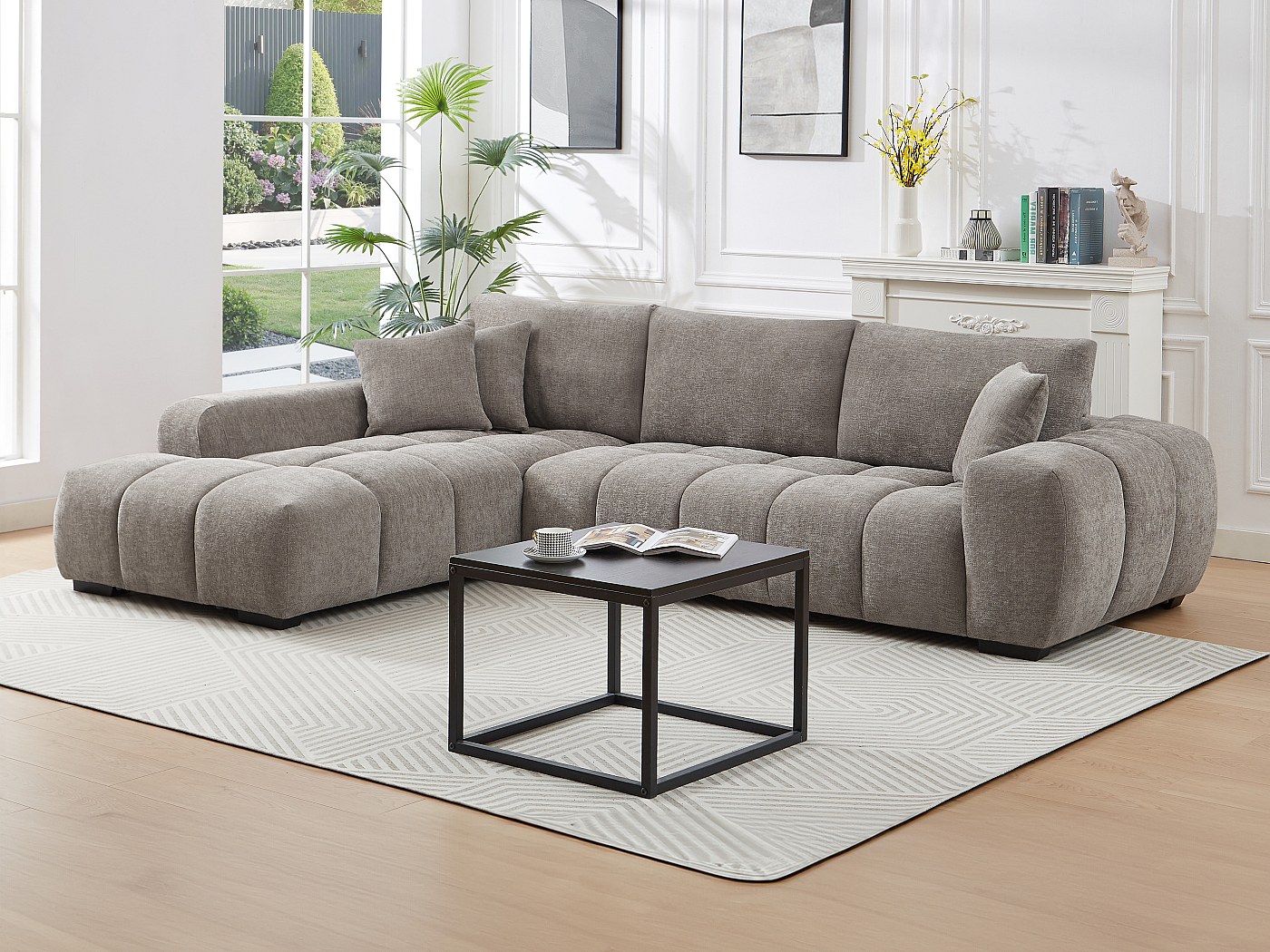 ONLI Lampada Da Tavolo Nano In Metallo E Tessuto Grigio, 6W, Attacco E14, Altezza 19 Cm - Per Comodino E Cameretta