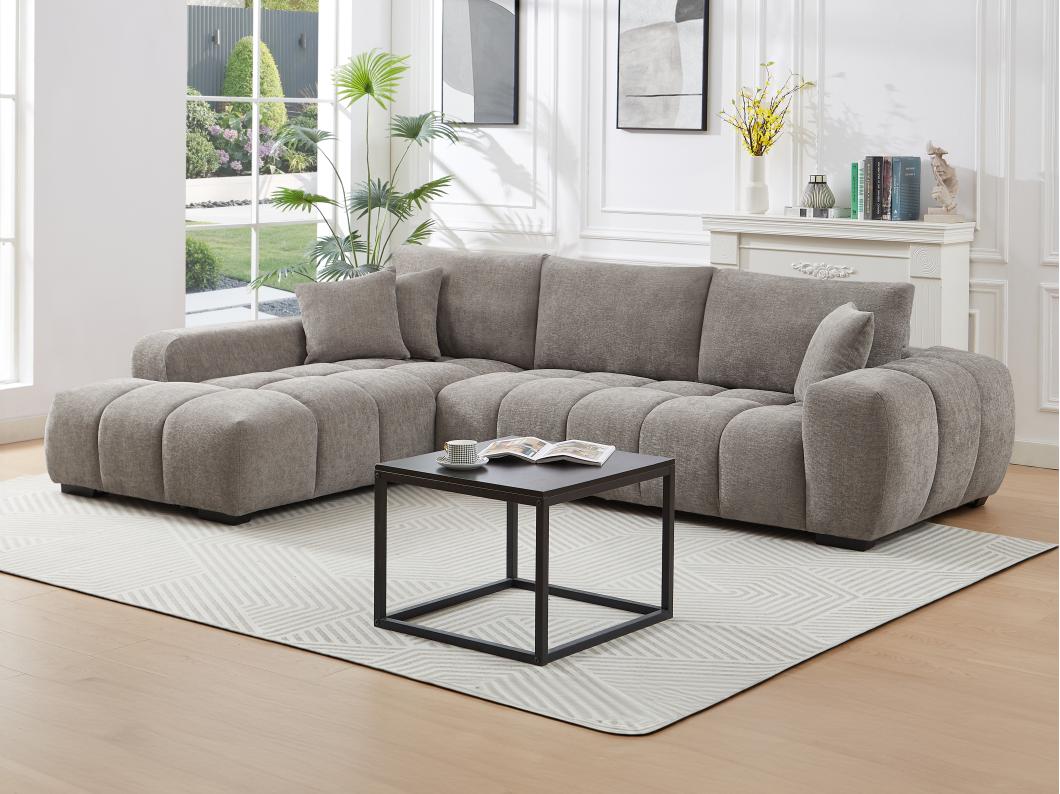 Canapé d'angle gauche en tissu gris BERENIA