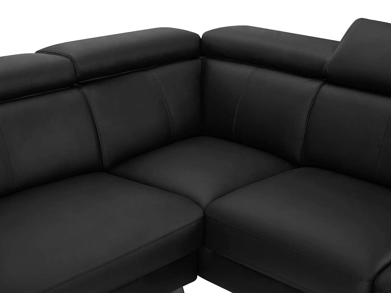 Ecksofa - Ecke rechts - Leder - Schwarz - MARAMBA