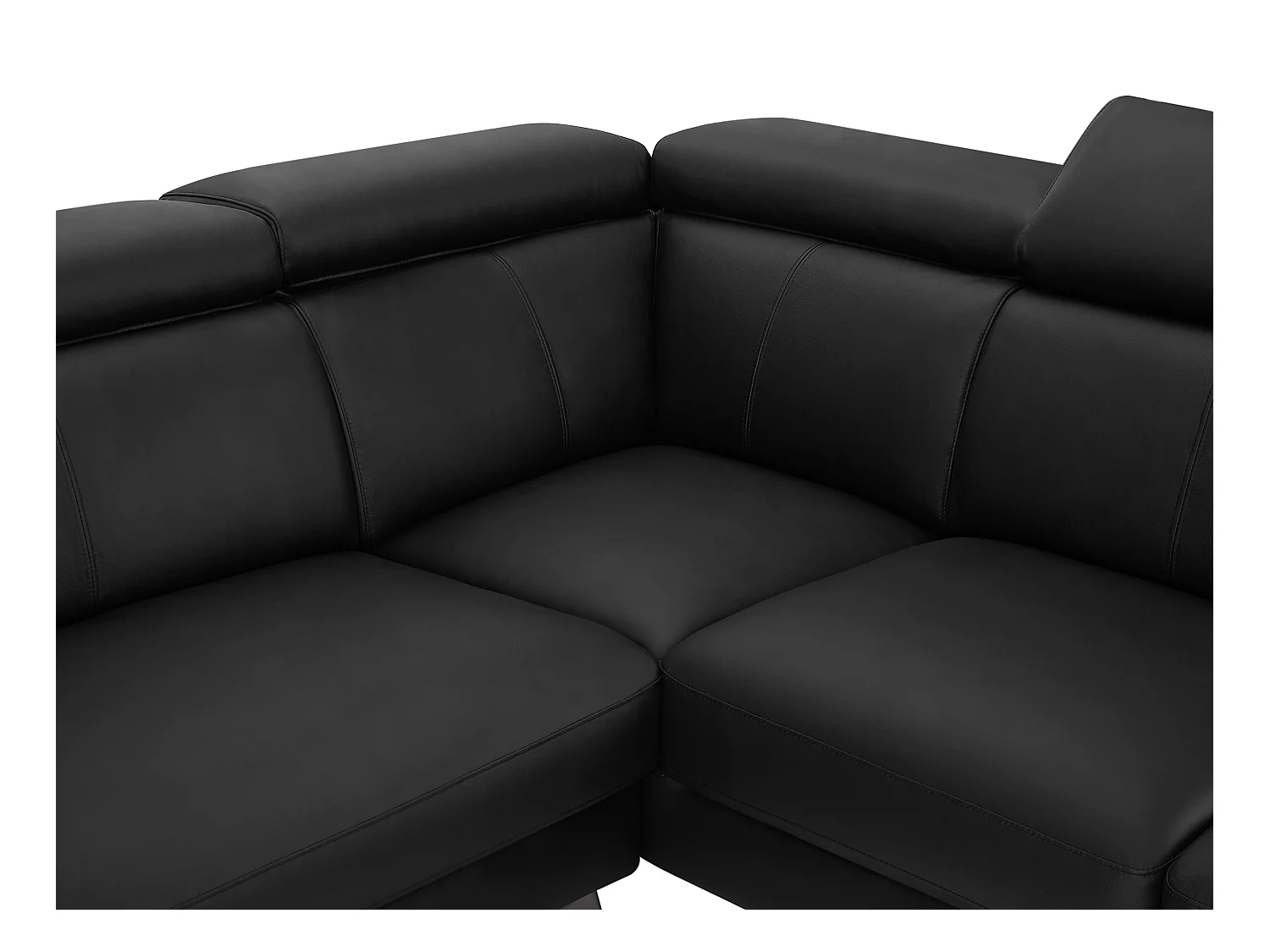 Ecksofa - Ecke rechts - Leder - Schwarz - MARAMBA