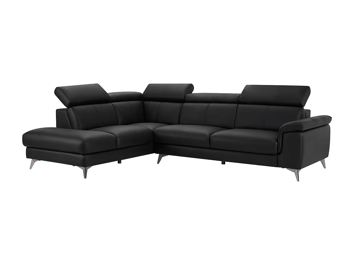 Canapé d'angle gauche en cuir noir MARAMBA