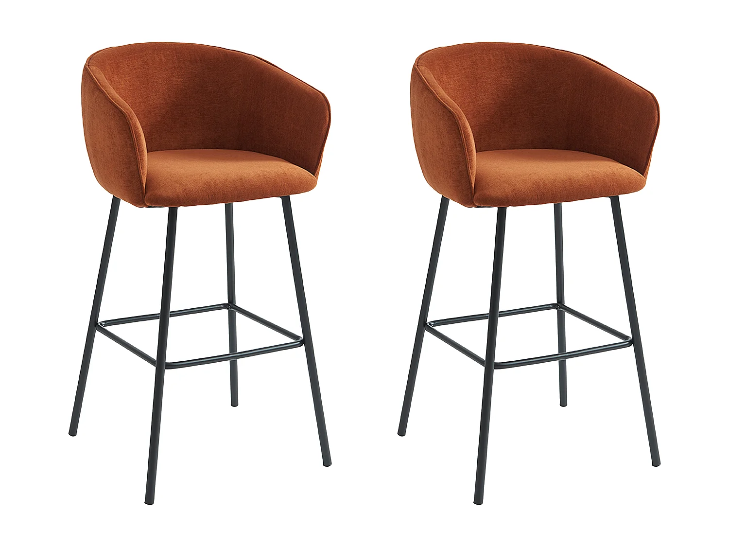 Lot de 2 tabourets en tissu et métal noir - Terracotta - LAZONI de Pascal Morabito