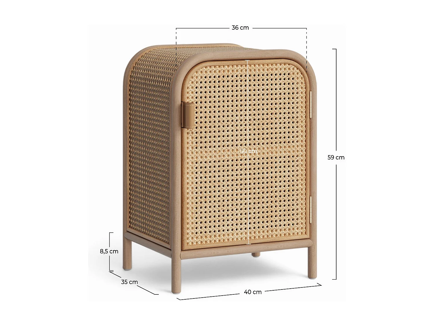 Table de chevet en rotin, 1 porte - Alata