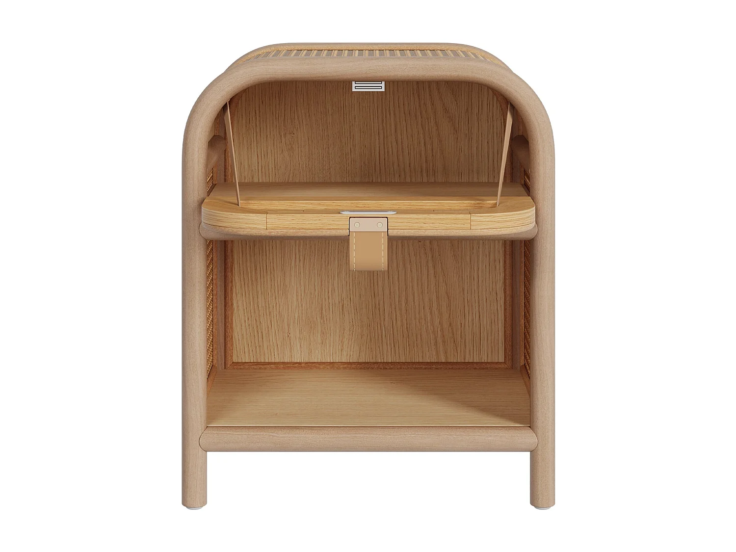 Table de chevet en bois massif, 1 porte et 1 niche - Alata