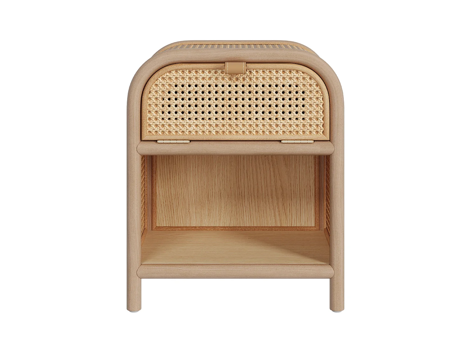 Table de chevet en bois massif, 1 porte et 1 niche - Alata