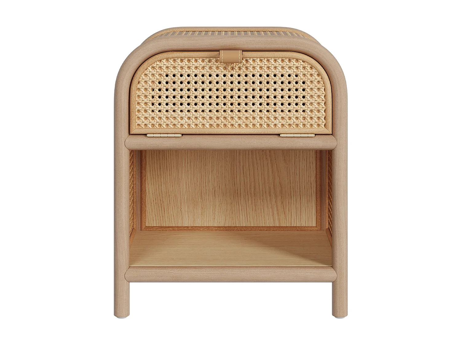 Table de chevet en bois massif, 1 porte et 1 niche - Alata