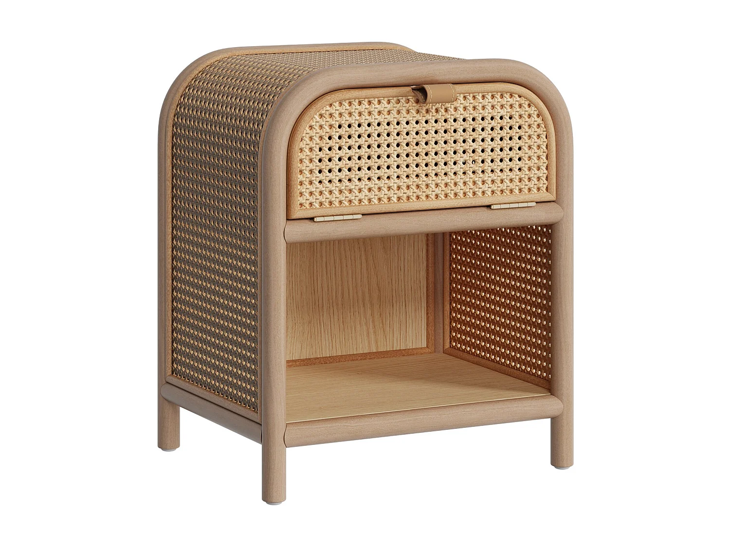 Table de chevet en bois massif, 1 porte et 1 niche - Alata