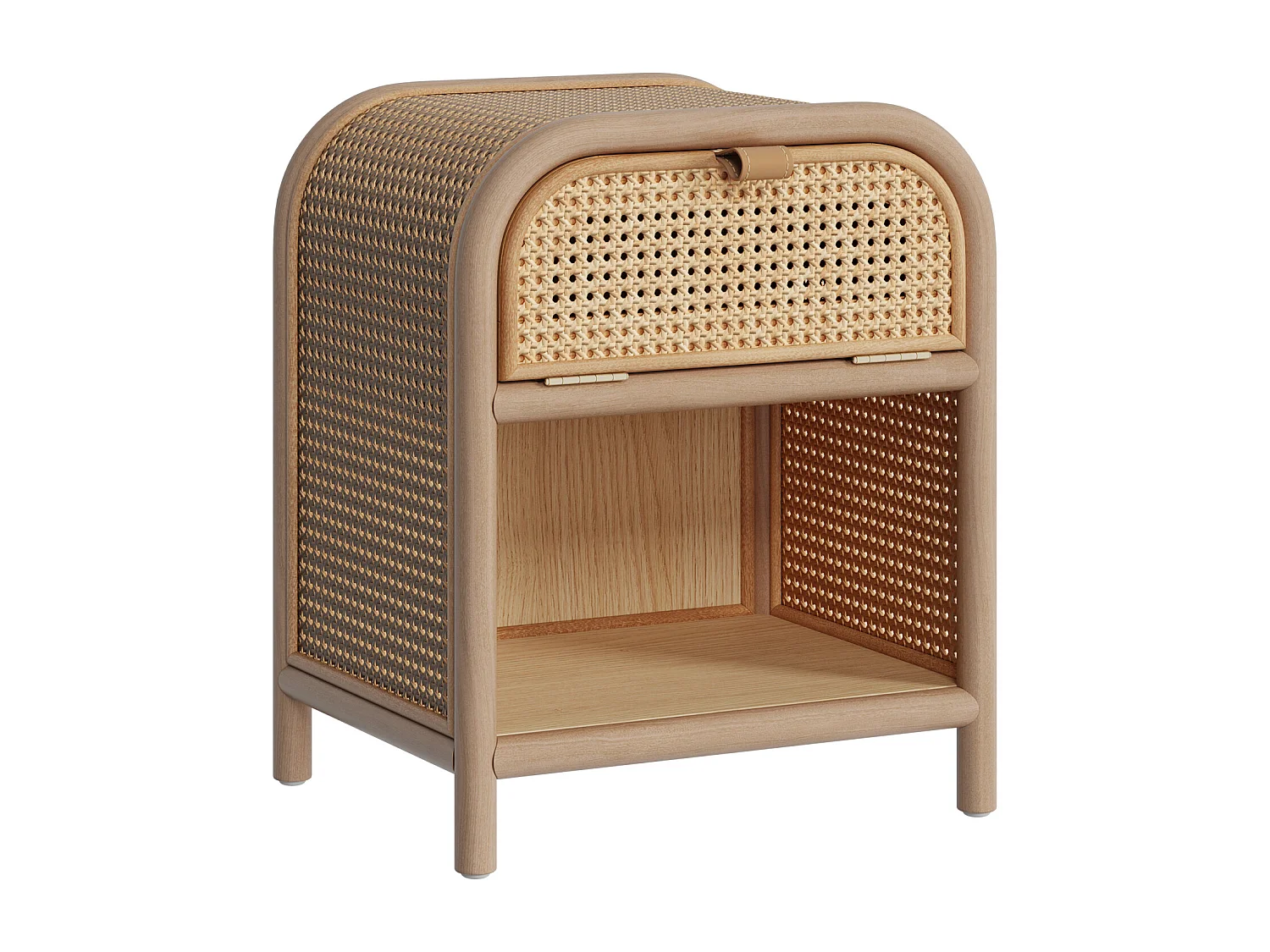 Table de chevet en bois massif, 1 porte et 1 niche - Alata