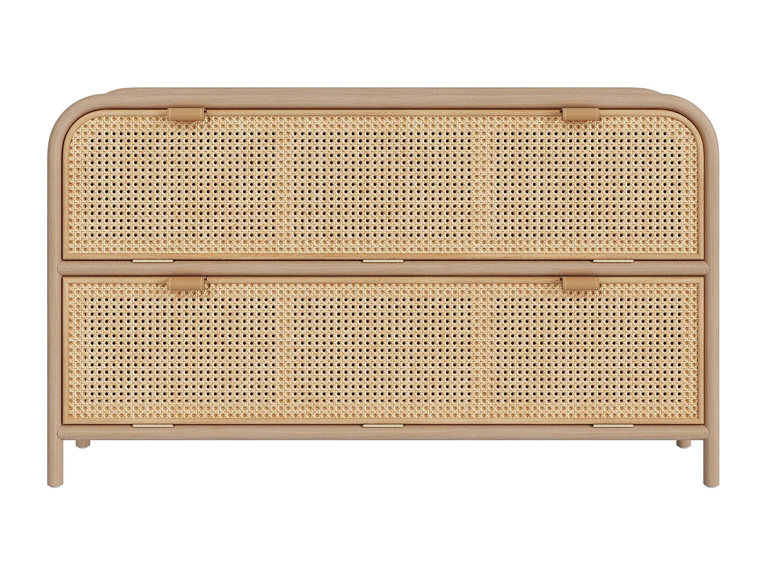 Comò in legno massiccio di pino e teak, con 2 ante ribaltabili - Alata