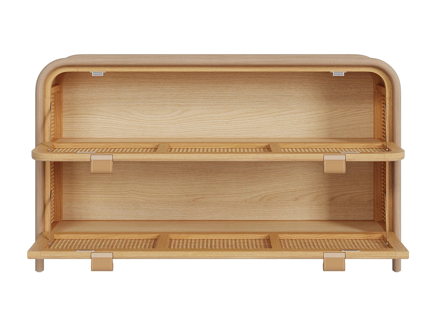 Comò in legno massiccio di pino e teak, con 2 ante ribaltabili - Alata