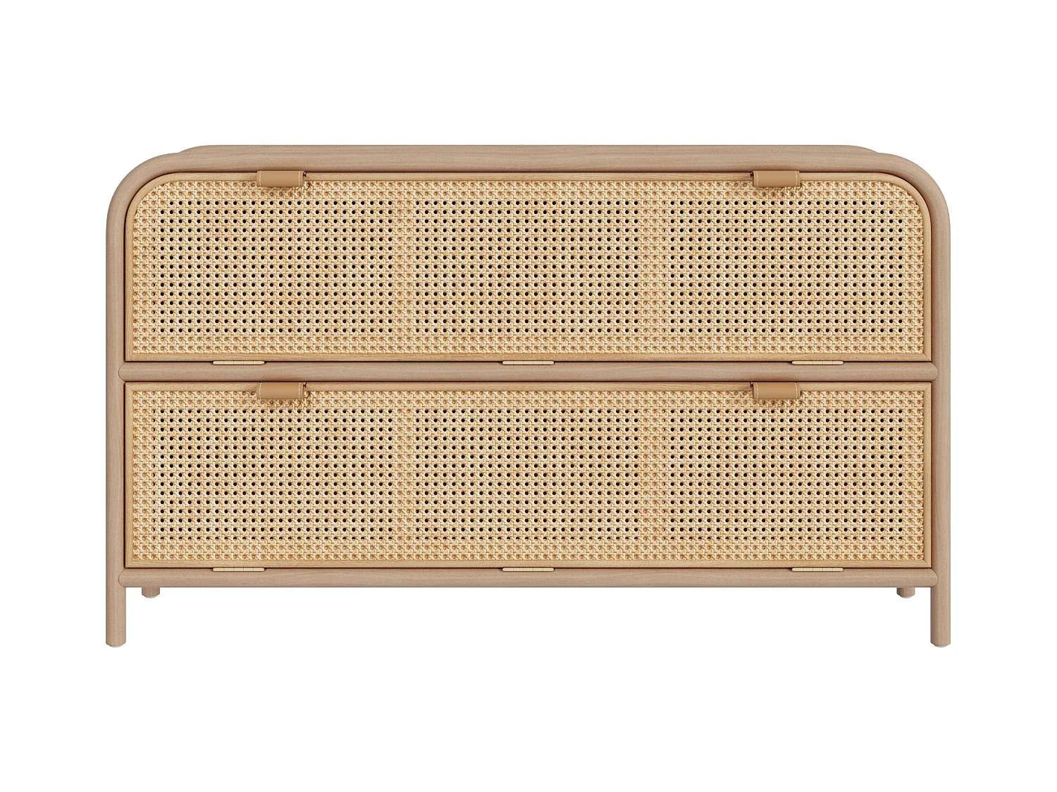 Commode en rotin et bois massif, 2 portes abattantes - Alata