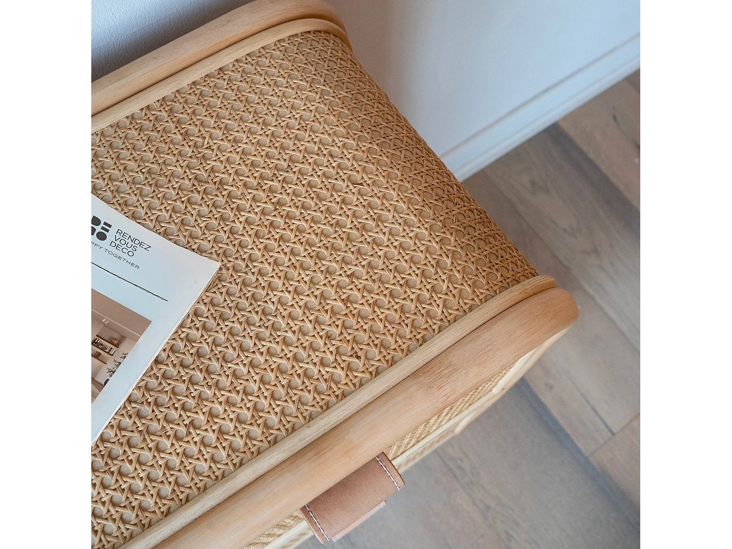 Commode en rotin et bois massif, 2 portes abattantes - Alata