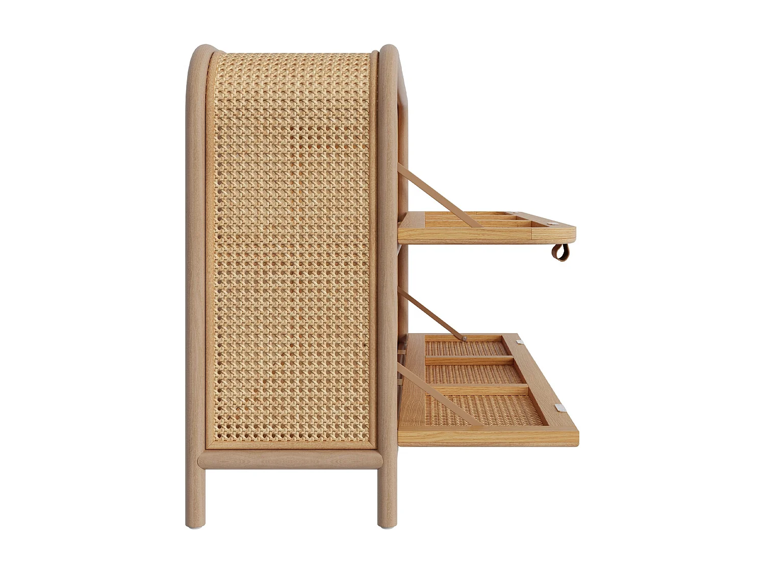 Commode en rotin et bois massif, 2 portes abattantes - Alata