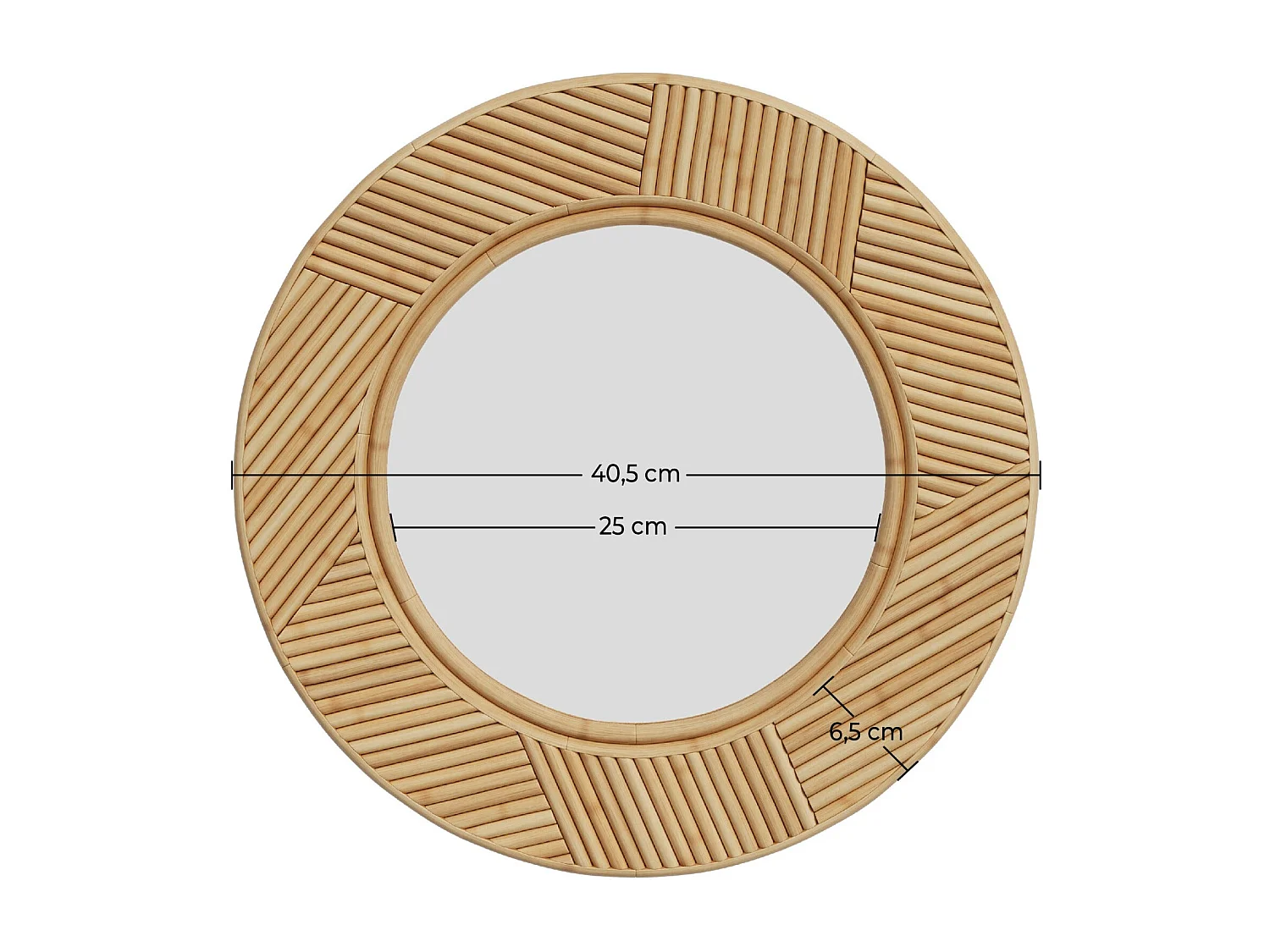 Runder Spiegel aus natürlichem Rattan D40,5 cm - Lapta