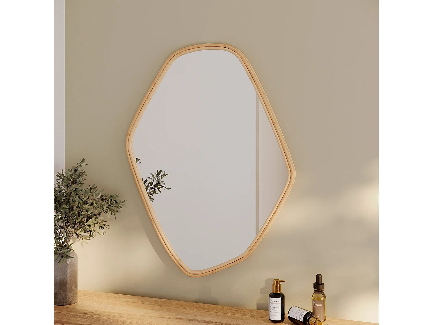 Specchio in rattan organico 76,5x53 cm - Tseri