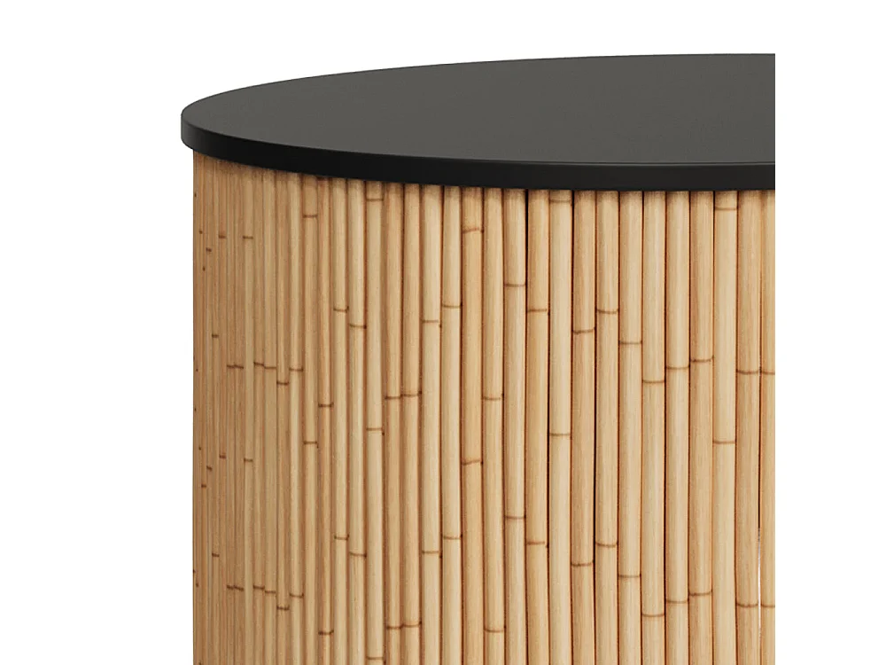 Tables basses rondes en rotin et plateau noir (lot de 2) - Owan