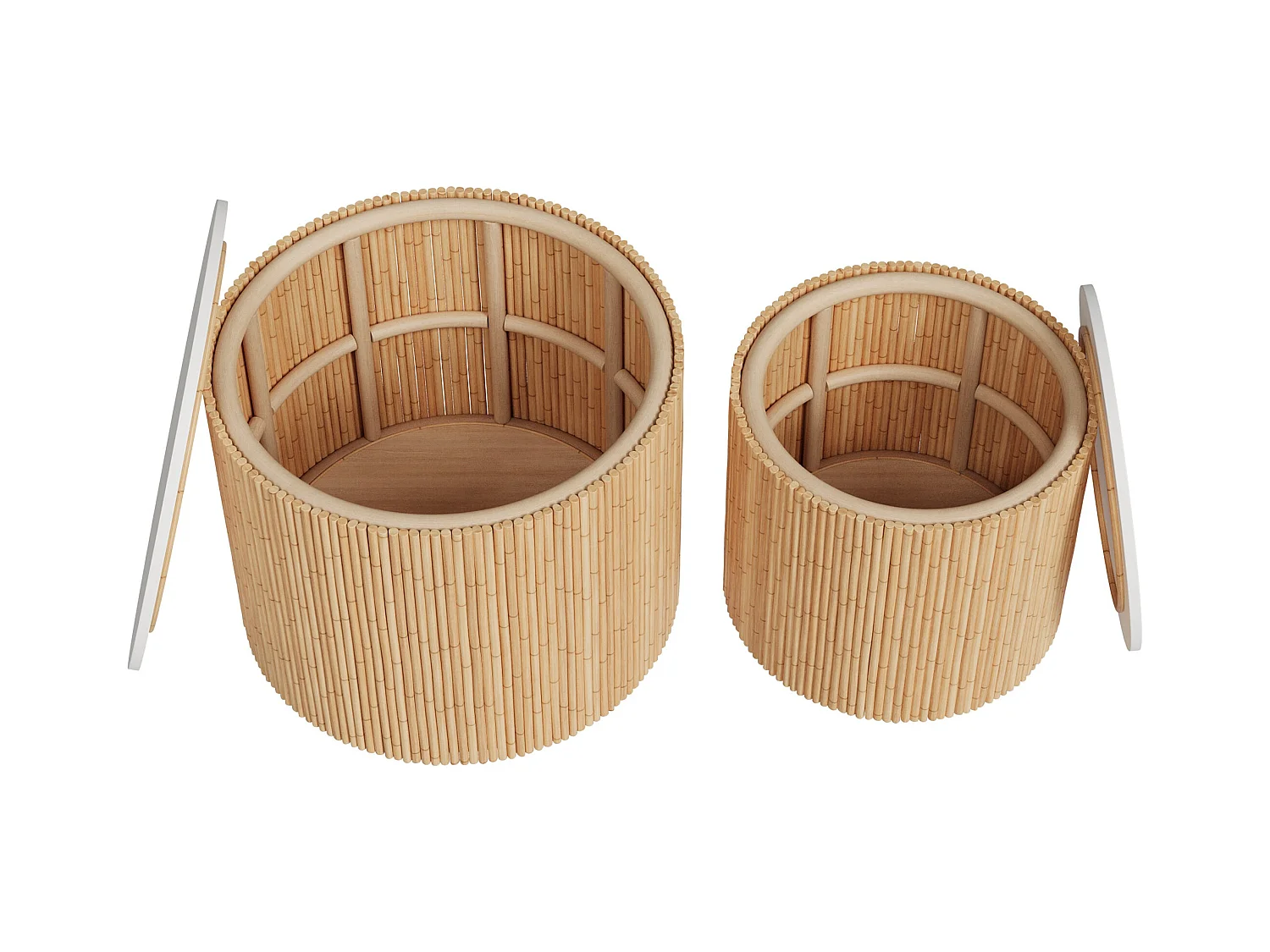 Mesas de centro redondas de madera y blancas (set de 2) - Owan