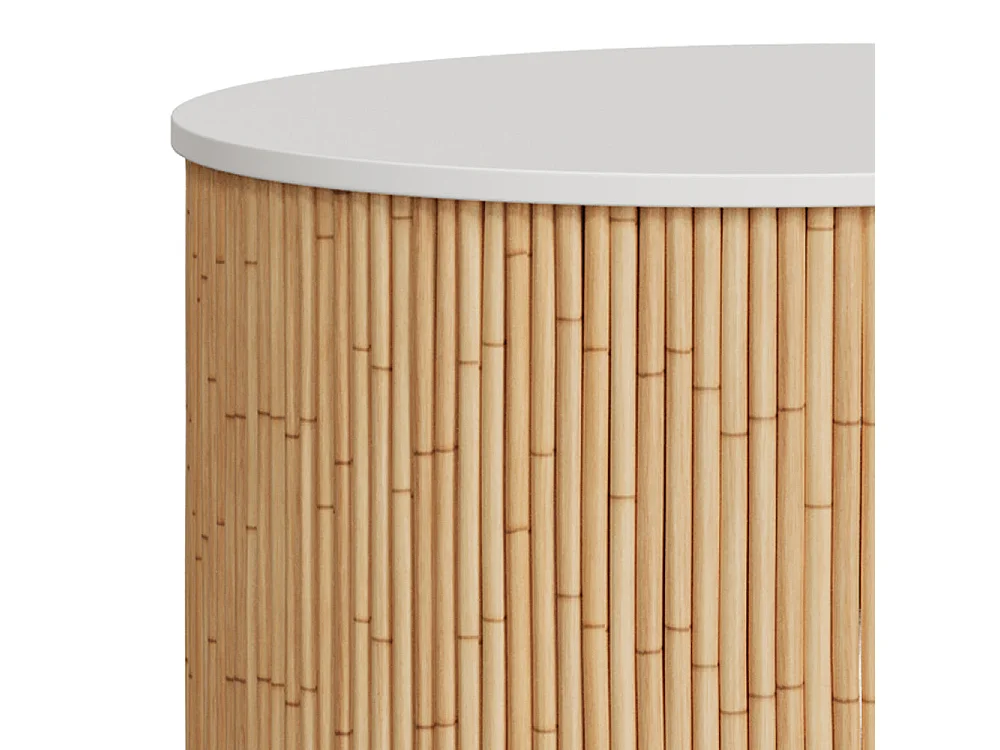 Tables basses rondes en rotin et plateau blanc (lot de 2) - Owan