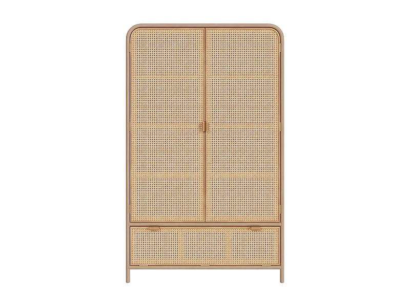 Armario de pino macizo y teca, 2 puertas y 3 estantes - Alata