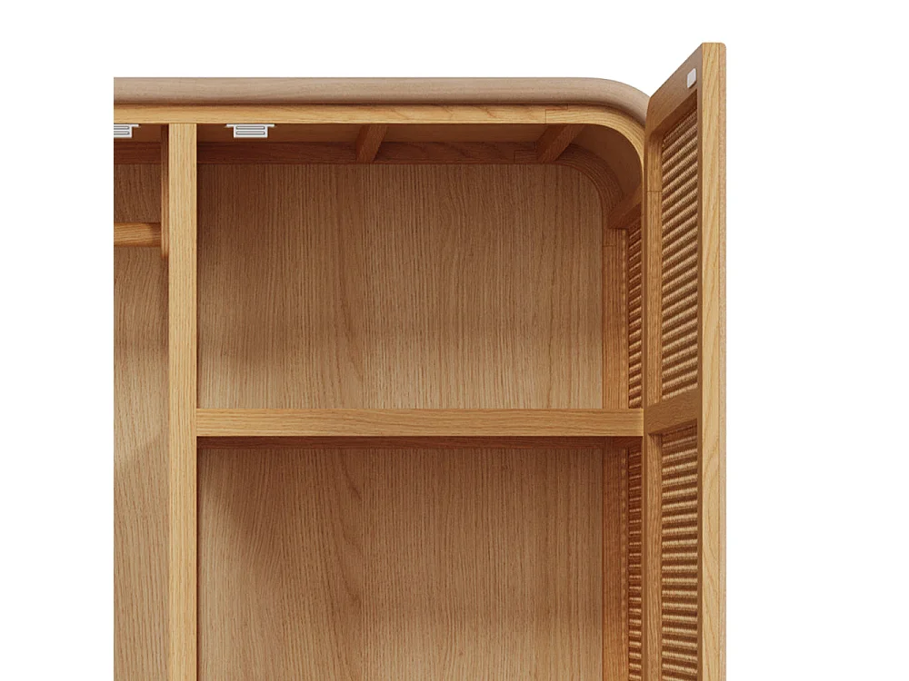 Armario de pino macizo y teca, 2 puertas y 3 estantes - Alata