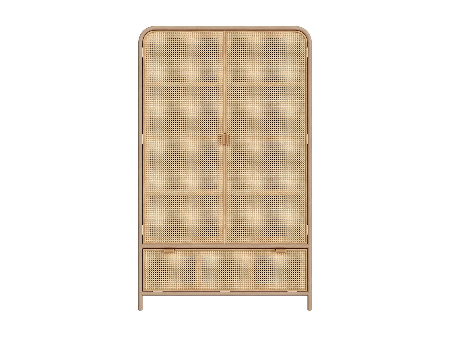 Armario de pino macizo y teca, 2 puertas y 3 estantes - Alata