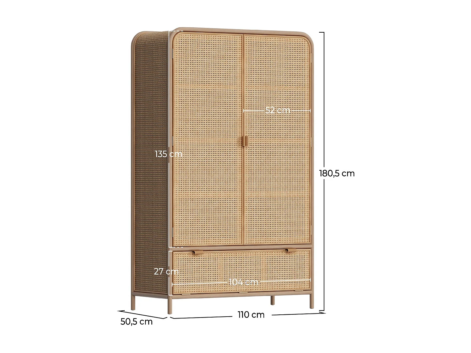 Armadio in legno massello di pino e teak - Alata