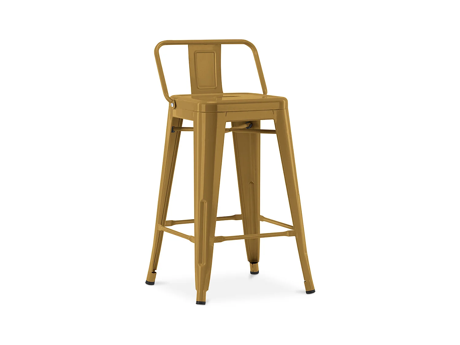 Tabouret de bar avec dossier - Design industriel - 60cm - Nouvelle édition - Stylix Doré