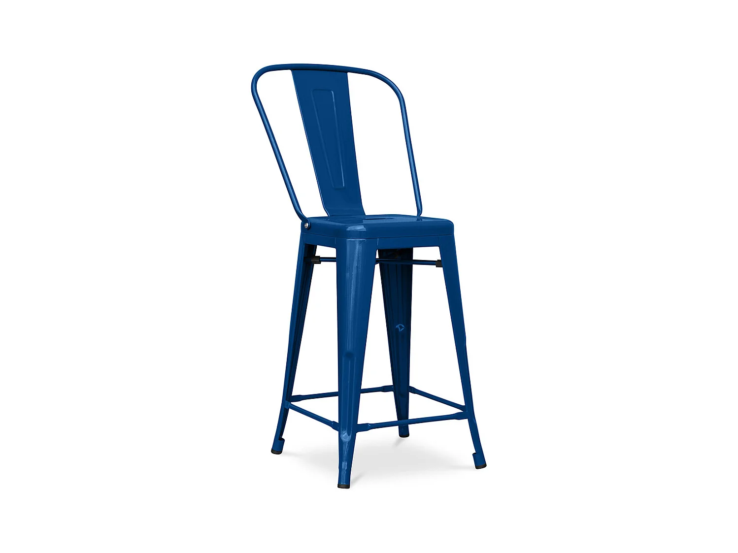 Tabouret de bar avec dossier - Design industriel - 60cm - Nouvelle édition - Stylix Bleu foncé