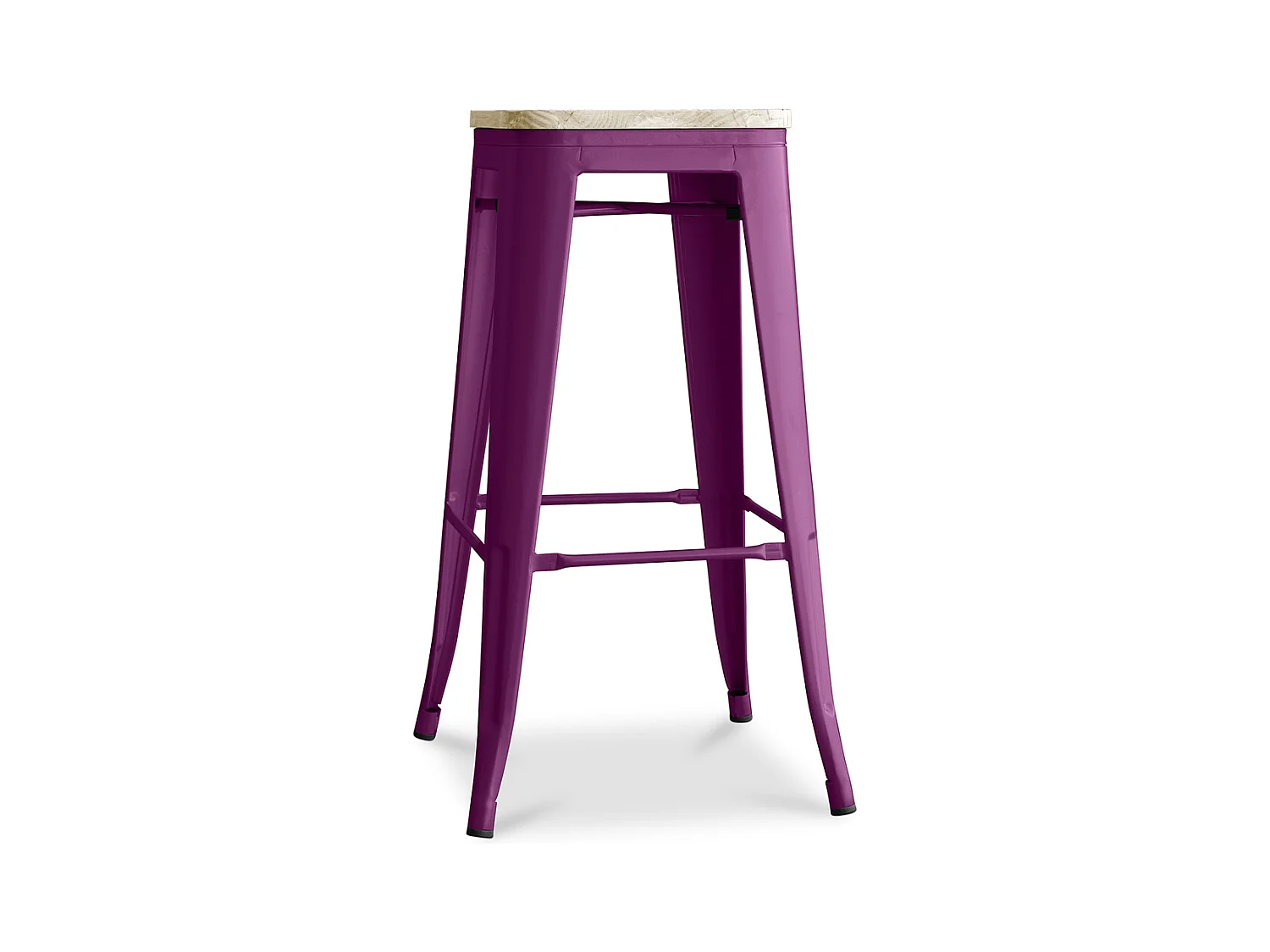 Tabouret de bar - Design industriel - Bois et acier - 76cm - Nouvelle édition - Stylix Violet