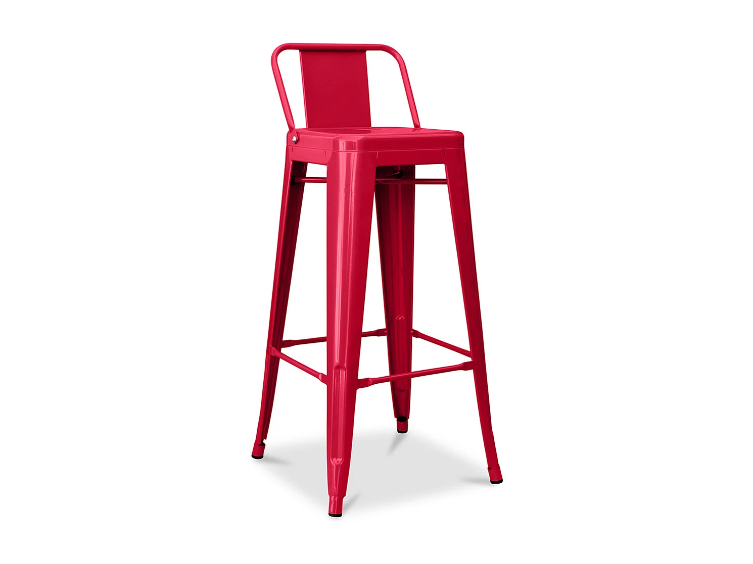 Tabouret de bar avec dossier - Design industriel - 76cm - Nouvelle édition - Stylix Rouge
