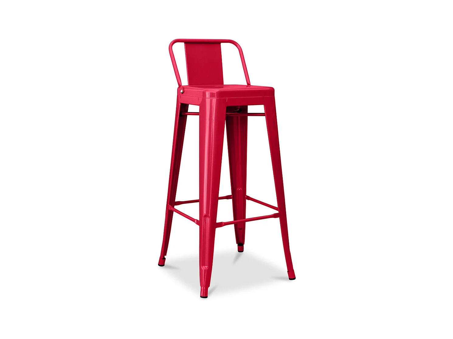 Tabouret de bar avec dossier - Design industriel - 76cm - Nouvelle édition - Stylix Rouge