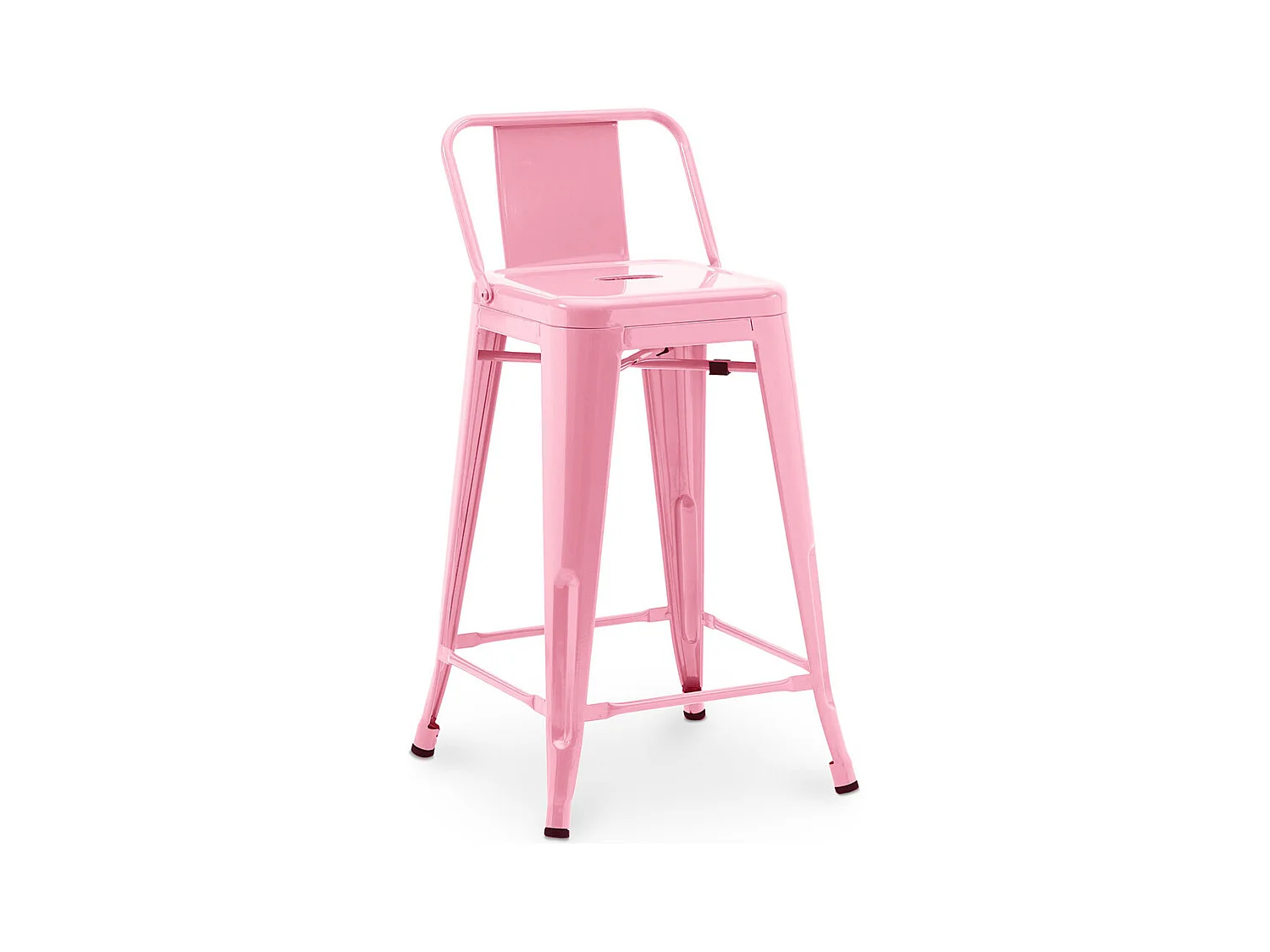 Tabouret de bar avec dossier - Design industriel - 60cm - Nouvelle édition - Stylix Rose