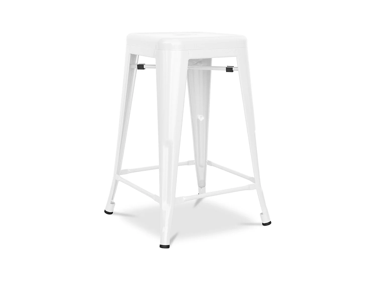 Tabouret de bar - Design industriel - Acier mat - 60cm - Nouvelle édition - Stylix Blanc