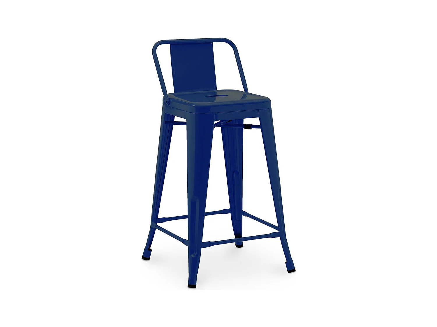 Tabouret de bar avec dossier - Design industriel - 60cm - Nouvelle édition - Stylix Bleu foncé