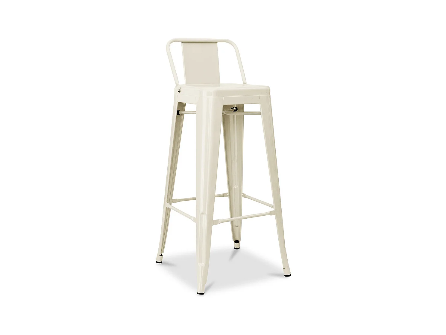 Tabouret de bar avec dossier - Design industriel - 76cm - Nouvelle édition - Stylix Crème