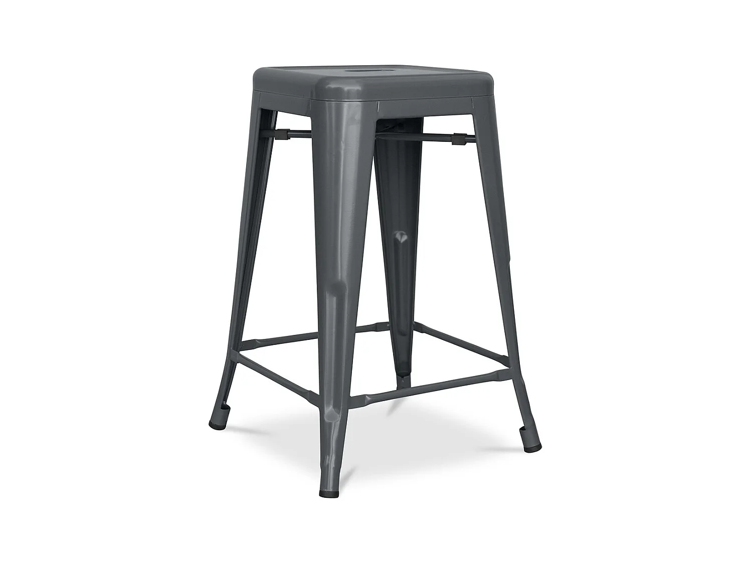 Tabouret de bar - Design industriel - Acier mat - 60cm - Nouvelle édition - Stylix Gris foncé
