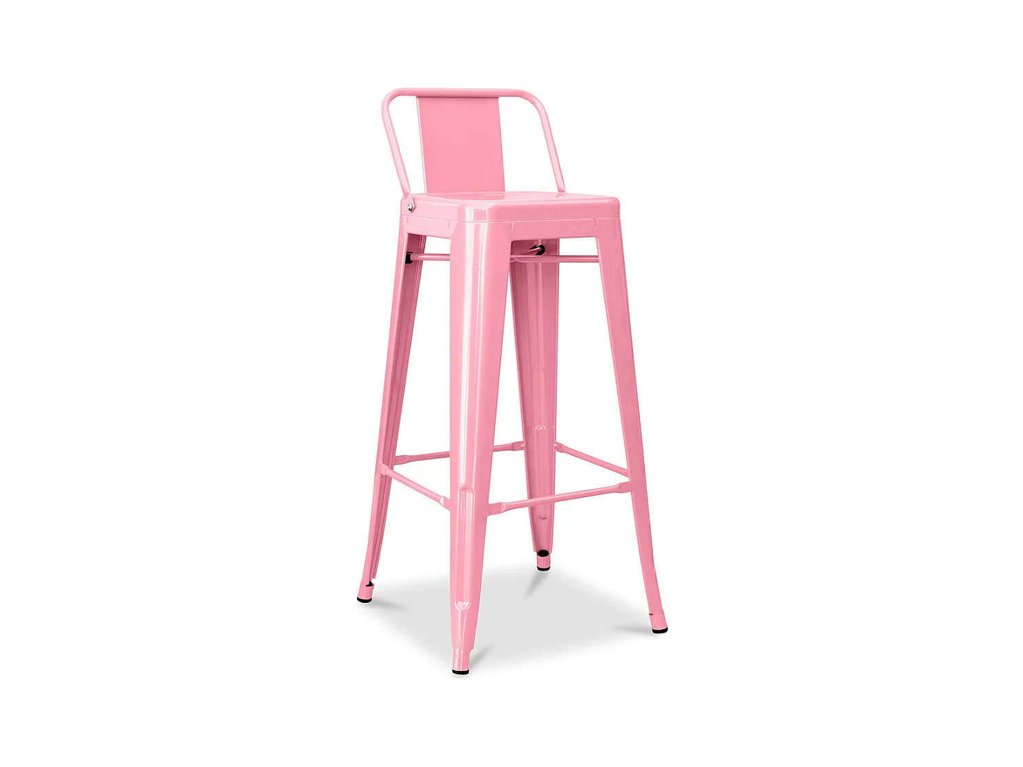Tabouret de bar avec dossier - Design industriel - 76cm - Nouvelle édition - Stylix Rose
