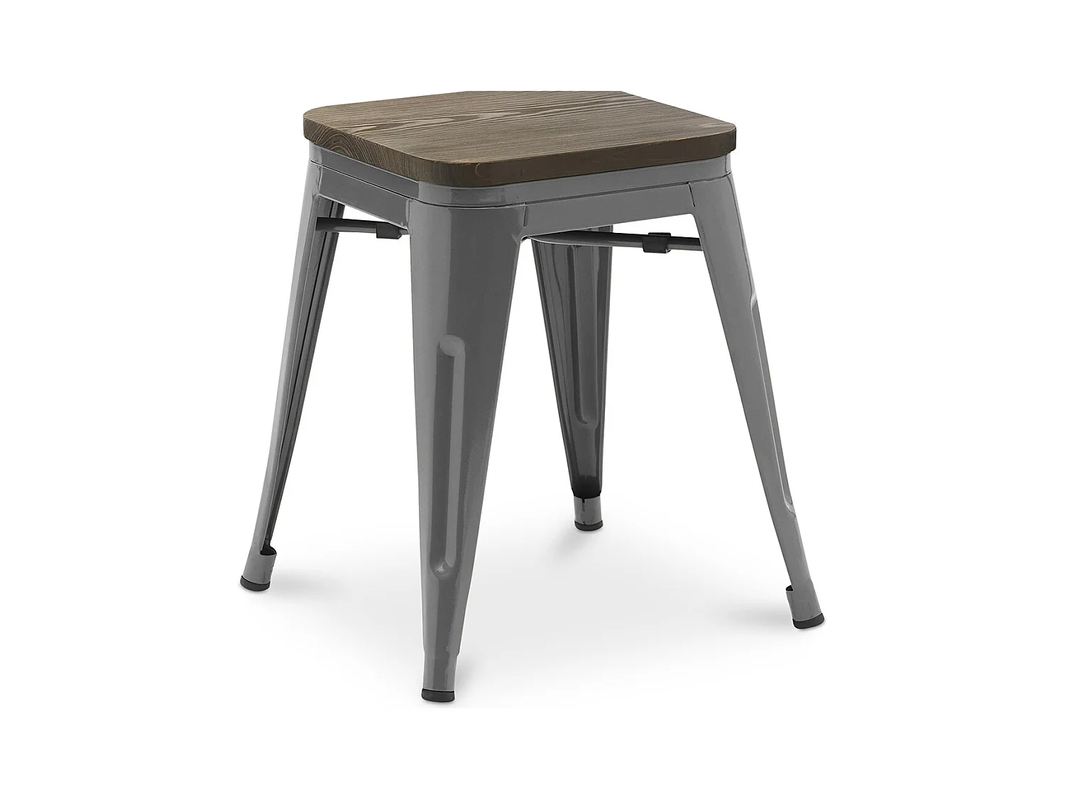 Tabouret de Bar Design Industriel - Bois & Métal - 45 cm - Nouvelle Edition - Stylix Gris foncé