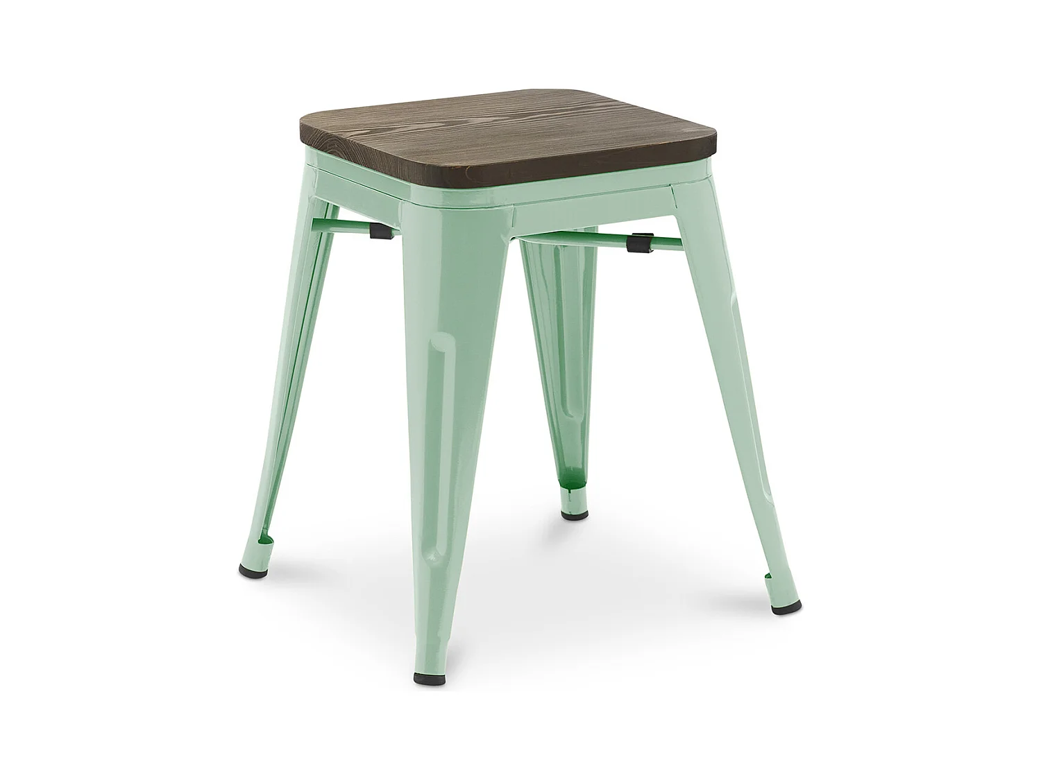 Tabouret de Bar Design Industriel - Bois & Métal - 45 cm - Nouvelle Edition - Stylix Menthe