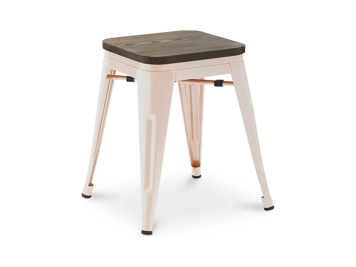 Tabouret de Bar Design Industriel - Bois & Métal - 45 cm - Nouvelle Edition - Stylix Orange pâle