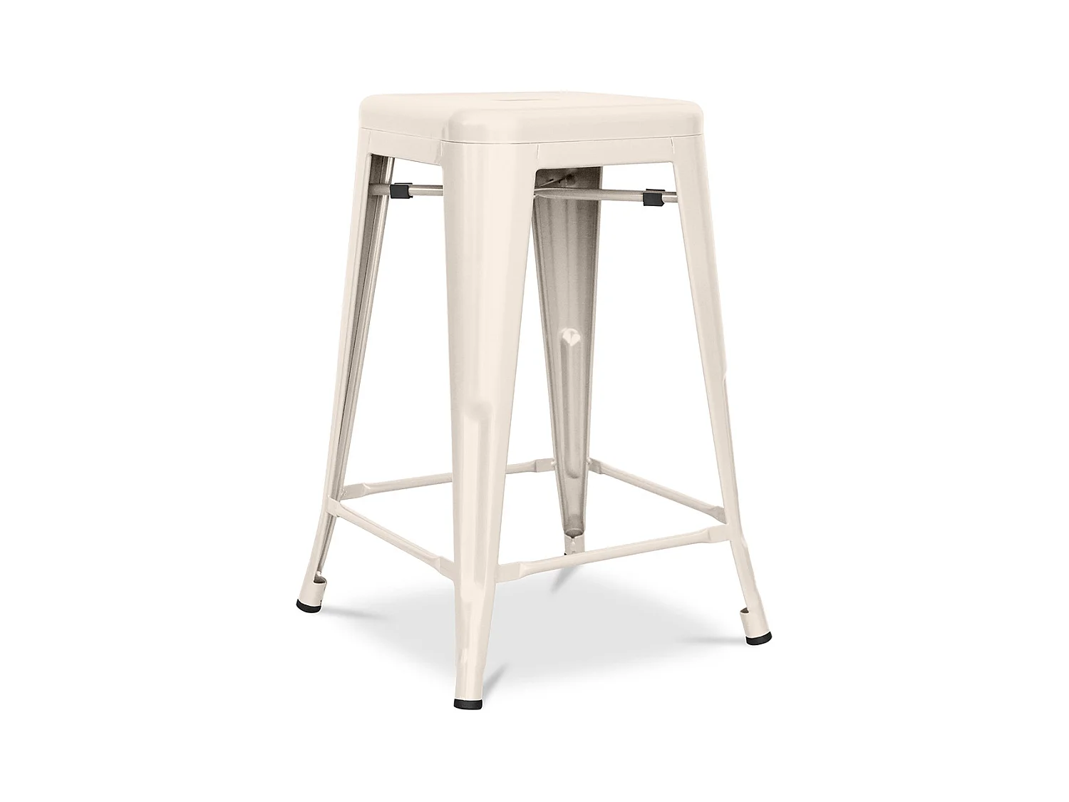 Tabouret de bar - Design industriel - Acier mat - 60cm - Nouvelle édition - Stylix Crème