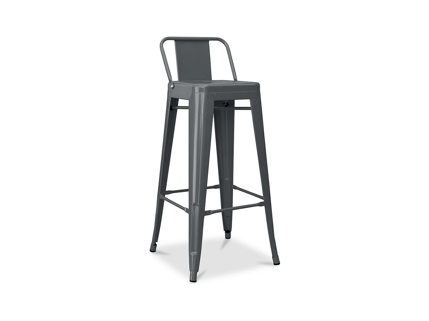 Tabouret de bar avec dossier - Design industriel - 76cm - Nouvelle édition - Stylix Gris foncé