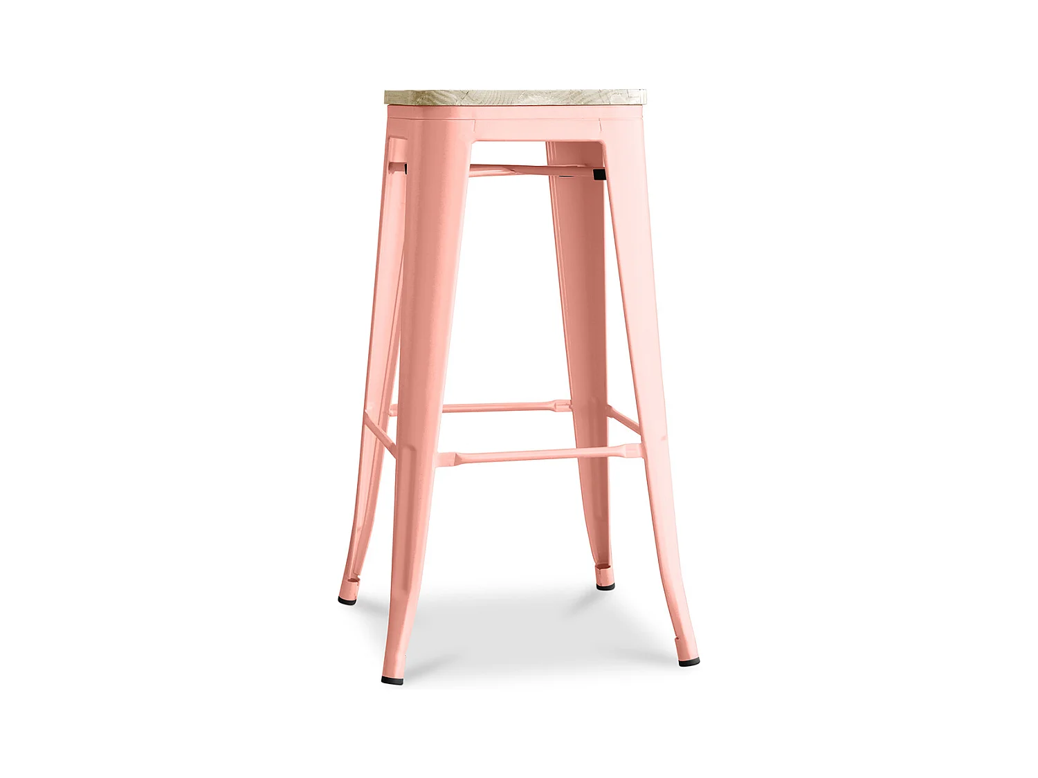 Tabouret de bar - Design industriel - Bois et acier - 76cm - Nouvelle édition - Stylix Orange pâle
