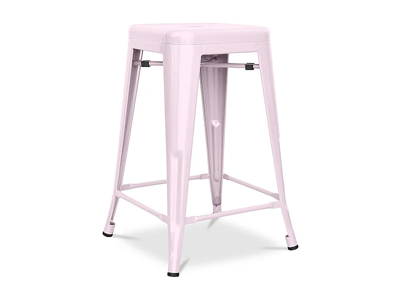 Tabouret de bar - Design industriel - Acier mat - 60cm - Nouvelle édition - Stylix Rose pâle