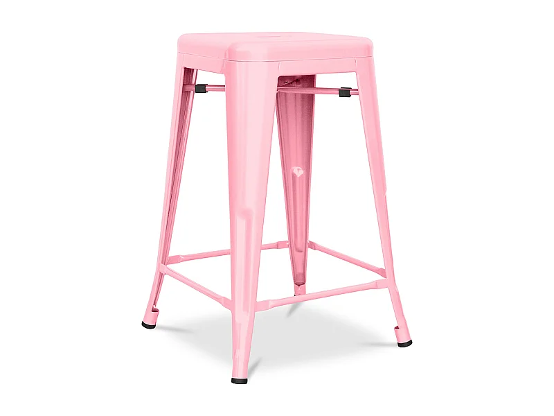 Tabouret de bar - Design industriel - Acier mat - 60cm - Nouvelle édition - Stylix Rose