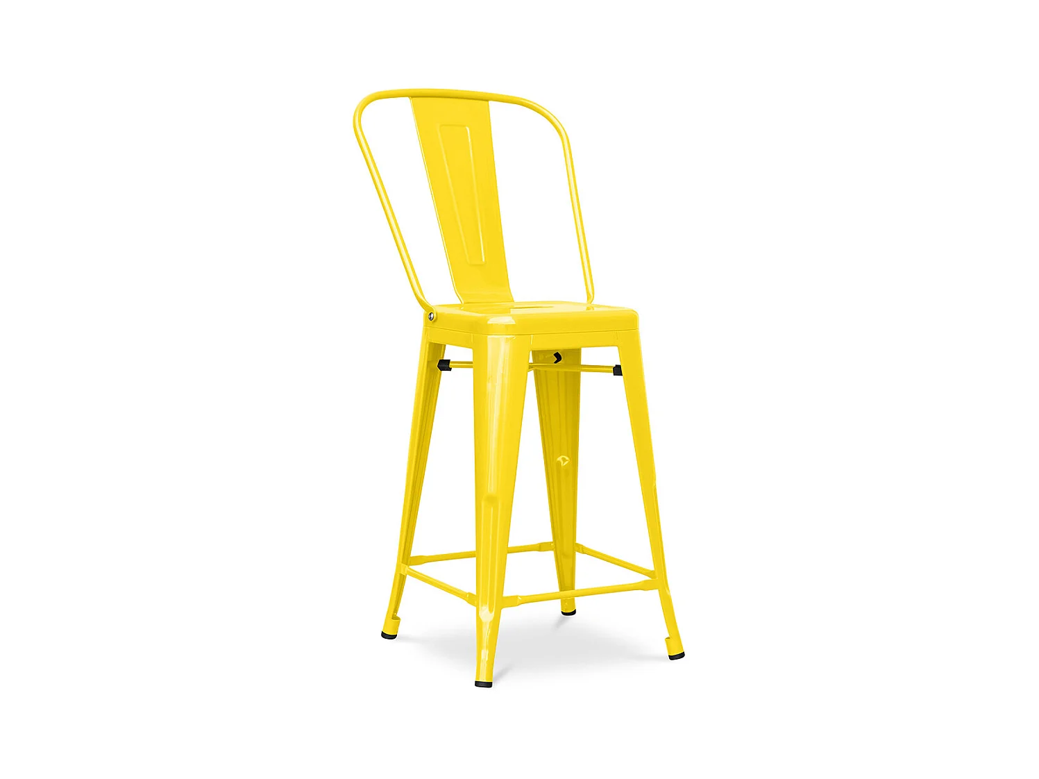 Tabouret de bar avec dossier - Design industriel - 60cm - Nouvelle édition - Stylix Jaune