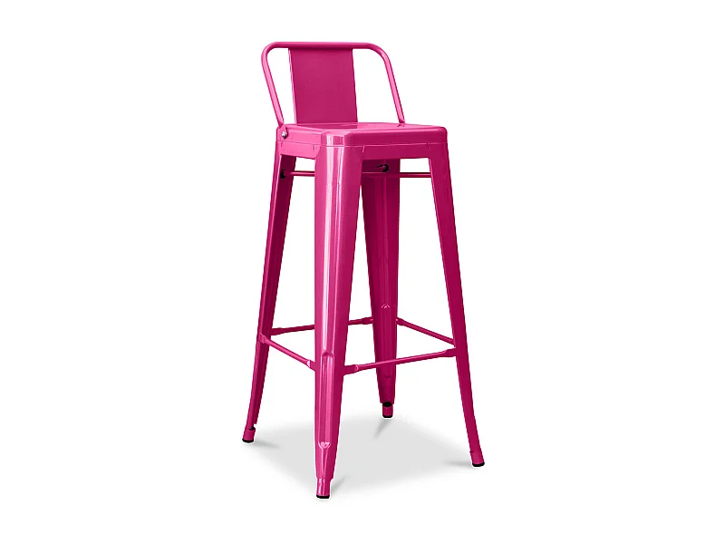 Tabouret de bar avec dossier - Design industriel - 76cm - Nouvelle édition - Stylix Fuchsia