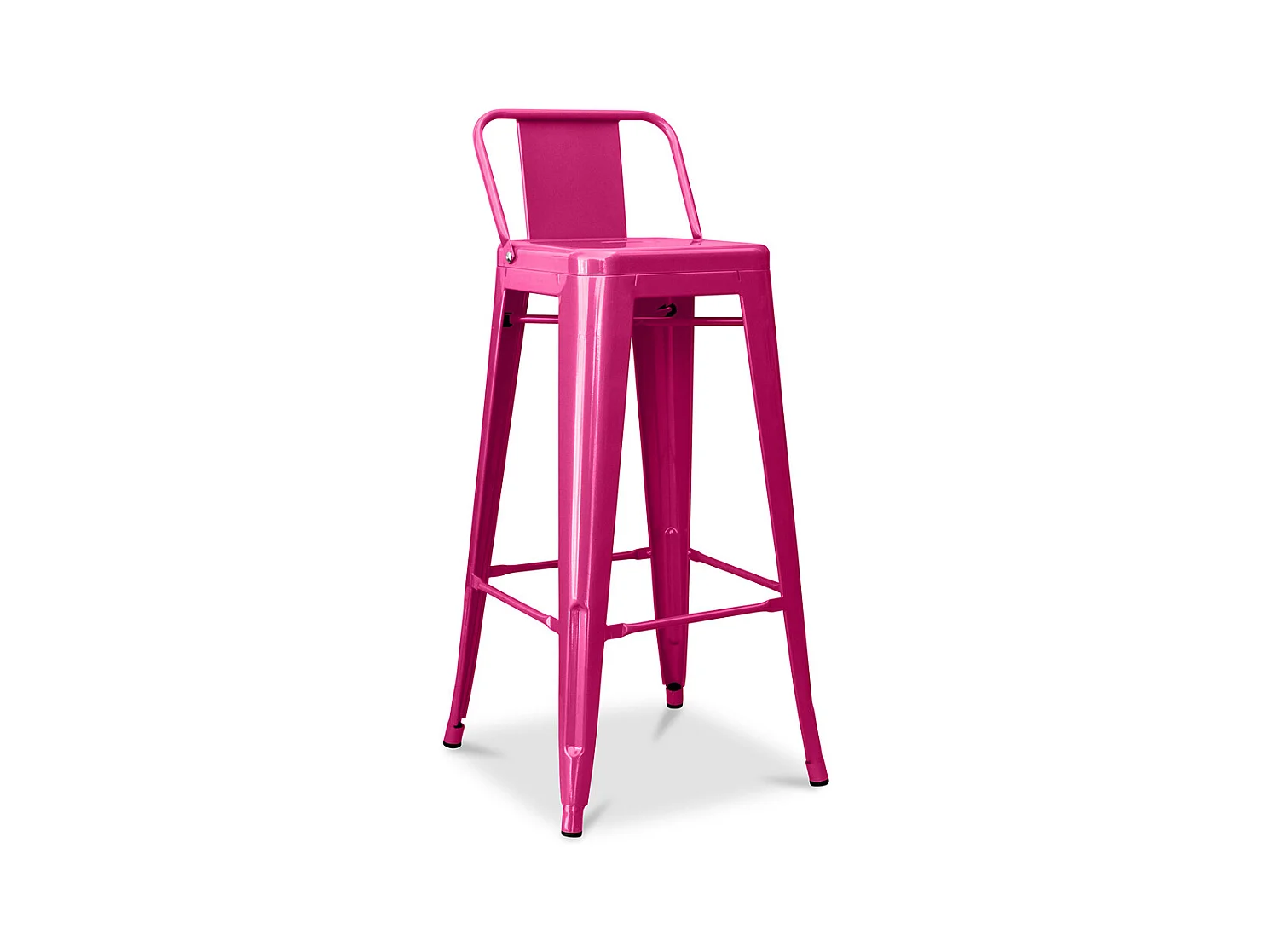 Tabouret de bar avec dossier - Design industriel - 76cm - Nouvelle édition - Stylix Fuchsia